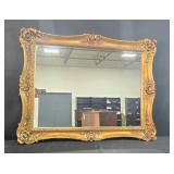 Large Ornate Gold Gilt Mirror with Decorative Frame 29x38 Inches
