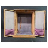 Vintage Wooden Jewelry/Cabinet with Double Doors and Lined Interior