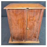 Vintage Wooden Jewelry/Cabinet with Double Doors and Lined Interior