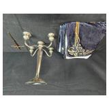 Religious Lot with Metal Crucifix, Metal Stand, and Decorative Fabric