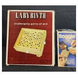 Labyrinth Challenging Game of Skill and Boggle Parker Brothers Hidden Word Game