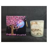 Collection of Decorative Candles, Hand-Painted Mini Canvas Art & Bird Feeder