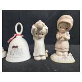 Set of Precious Moments Figurines and Bells Enesco Assorted Designs & Needlepoint