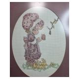 Precious Moments Figurines and Framed Cross-Stitch Girl Artwork Collection