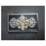 Decorative Office Set with Rhinestone Scissors, Tape Dispenser, Frame, and Card Holder