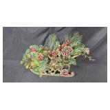 Holiday Decor Collection with Sleigh Centerpiece, Lights, and Ribbon
