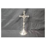 Antique Religious and Ornate Metal Decor Collection Including Crucifix and Frame - one unassembled