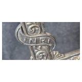 Antique Religious and Ornate Metal Decor Collection Including Crucifix and Frame - one unassembled