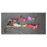 Collection of Christmas Bird Ornaments, Tabletop Trees, and Holiday Decor