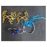 Masquerade Party Mask Lot with Blue, Gold, and Ribbon Accessories