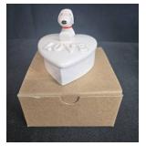 Peanuts Collectibles: Linus Ceramic Coin Bank and Snoopy Love Heart Trinket Box
