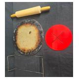 Pizza Stone Baking Set with Rolling Pin, Metal Rack, and Slicer Guide