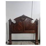 Broyhill Queen Size Ornate Wood Headboard & w Box Spring (no mattress) and Metal Frame
