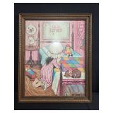 Set of 2 Framed Needlework Art: God Loves Robin Prayer and Bear Family Scene