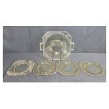 Set of Amber Depression Glass Plates with Handles