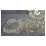 Set of Amber Depression Glass Plates with Handles