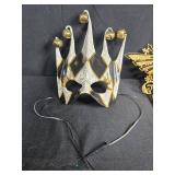 Set of 2 Decorative Masquerade Masks with Jester and Butterfly Designs