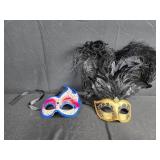 Set of 2 Decorative Masquerade Masks with Feathers