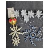 Collection of Decorative Holiday Ornaments and Beaded Garland