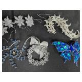 Collection of Decorative Holiday Ornaments and Beaded Garland