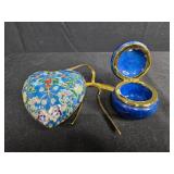 Decorative Trinket Set with Blue Agate Slice, Heart Box, and Enamel Dishes
