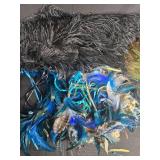 Collection of Vintage Feather Accessories and Peacock Fan