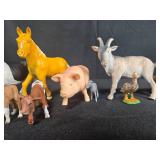 Farm Animal Figurine Set with Peacock Figure and Storybook