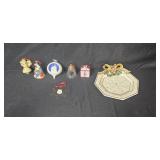 Collection of Christmas Ornaments with Holiday Plate