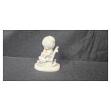 Precious Moments Figurines, Glass Flower, Miniature Clock, and ACBL Keychain Set