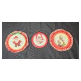 Vintage Christmas Holiday Decoration Collection Including Hallmark Figurines and Fabric Dolls