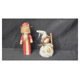 Vintage Christmas Holiday Decoration Collection Including Hallmark Figurines and Fabric Dolls
