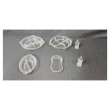 Heisey Glass Relish Dishes and Salt & Pepper Shakers Set
