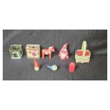 Holiday Decor Collection with Gnomes, Candleholders, Red Horse, Basket, and Candle