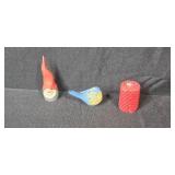 Holiday Decor Collection with Gnomes, Candleholders, Red Horse, Basket, and Candle