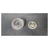 Decorative Humor Pillow, Glass Trinket Jar, and 4 Heart-Shaped Coasters Set