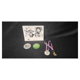 Minnesota Sports Memorabilia Lot: Pins, Medal, and Jim Langer Hall of Fame Photo