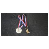 Minnesota Sports Memorabilia Lot: Pins, Medal, and Jim Langer Hall of Fame Photo