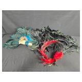 Balocoloc Venezia Feathered Masquerade Mask and Red Feathered Headpiece