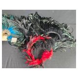 Balocoloc Venezia Feathered Masquerade Mask and Red Feathered Headpiece