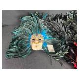 Balocoloc Venezia Feathered Masquerade Mask and Red Feathered Headpiece