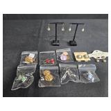 Collection of Assorted Earrings including Dangle, Stud, and Hoop Styles - displays not inc