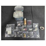 Vintage Sewing Notions Collection with Buttons, Tin, and Accessories