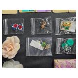 Cosmetic Bag, Jewelry, Fabric Pouch, Hair Accessories and Vintage Color Sample Cards Set