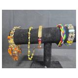 Assorted Vintage Costume Jewelry Lot with Bracelets and Clip-On Earrings - display not inc