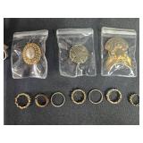 Assorted Costume Rings with Mini Ceramic Holder and Zebra Print Bag