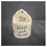 Assorted Costume Rings with Mini Ceramic Holder and Zebra Print Bag