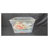 Large Assortment of Christmas Gift Bags, Cards, and Tissue Paper in Storage Bin