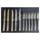 Set of Vintage Silverplate Flatware Including Knives and Forks