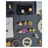 Assorted Vintage Clip Earrings, Brooches, Keychains, and Accessories Lot