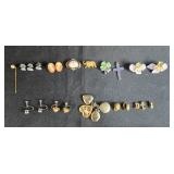 Collection of Vintage Costume Jewelry with Necklace, Earrings, Brooches, and Lockets - display not inc